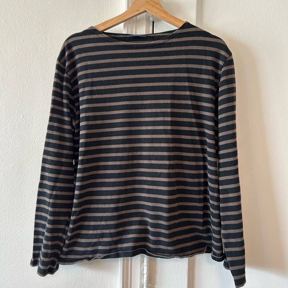 Saint James French Sailor Shirt/Mariniere, Size L. Black/grey stripe